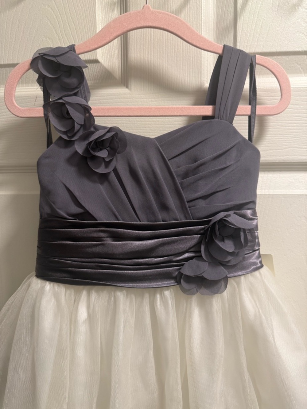 Bill Levkoff - Flower Girl Gray and White Tulle Wedding Dress - NWT - Size 6 - Picture 8 of 8